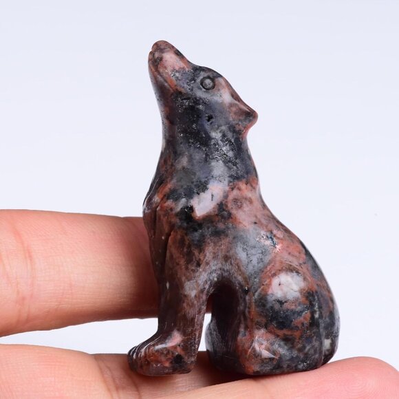 2.1 Inch Mahogany Obsidian Wolf Healing Crystal Stone Energy Gemstones Statue - Picture 3 of 6